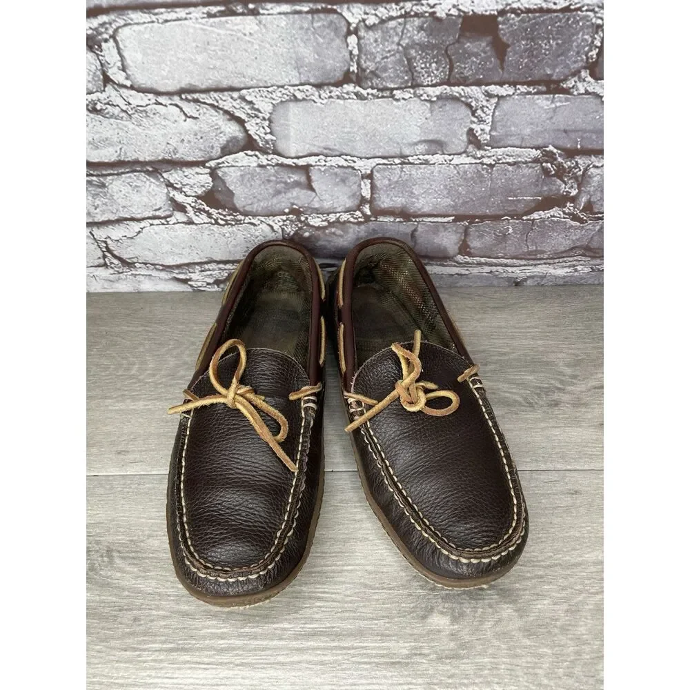 L.L. Bean Pebble Brown Leather Moccasin Slip On Loafers Shoes Men Sz 10M US/43EU - Picture 13 of 16